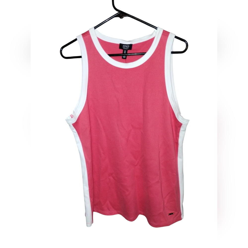 Jones New York NWT Pink and White Tank Top Size Large Viscose And Nylon